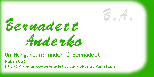 bernadett anderko business card